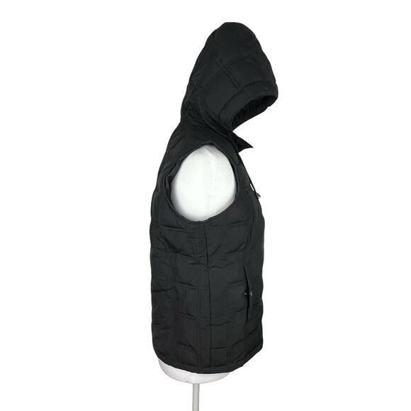 GAP Quilted Puffer Hooded Vest Zipper Snaps Black Small - Picture 4 of 10